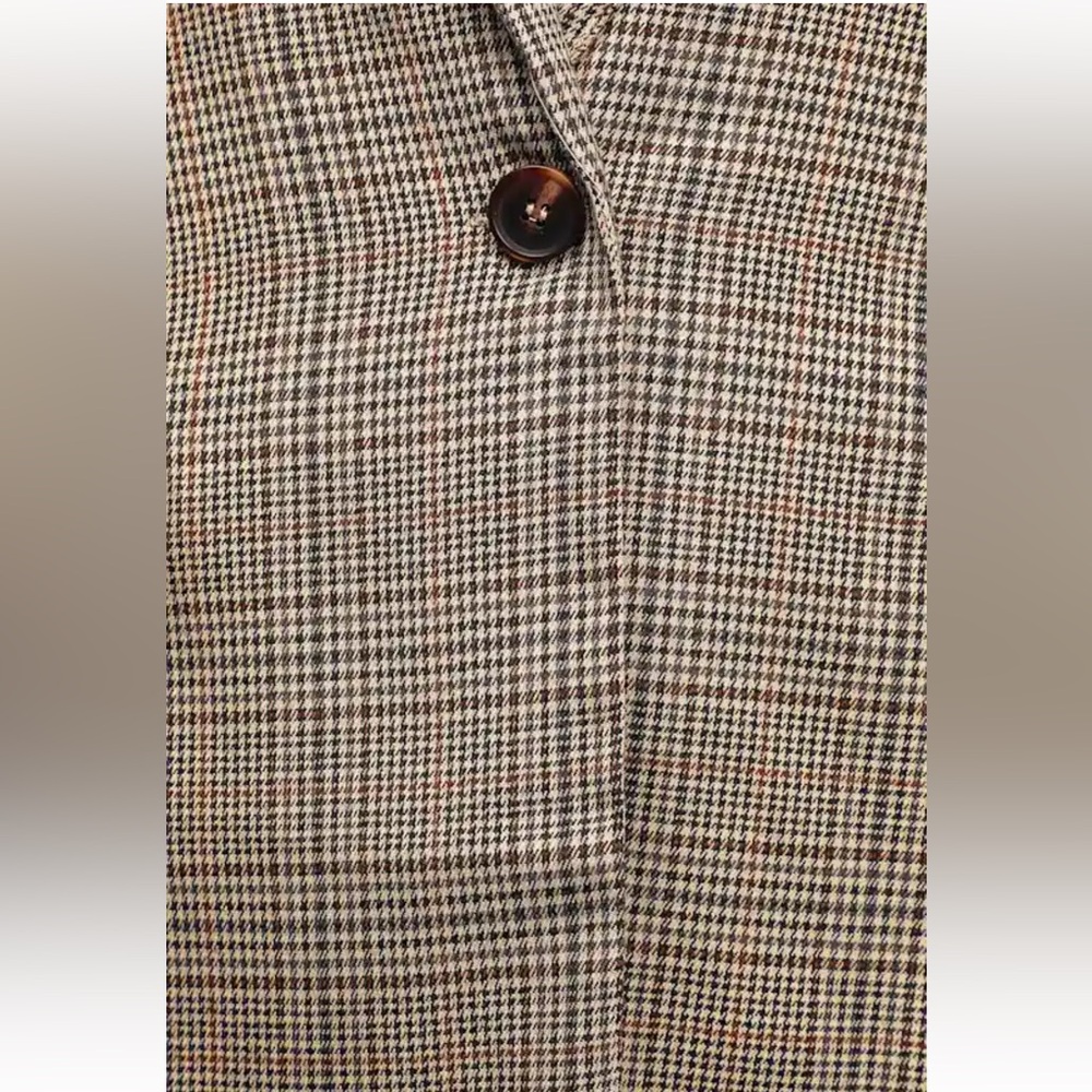 Lulus Making Headlines Beige Multi Plaid Blazer size XS - Picture 5 of 11